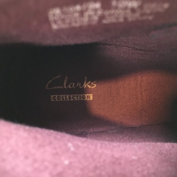 Clarks Womens 10W Wedge Ankle Boots Suede Leather Lace Up Burgundy Purple Witchy - Picture 7 of 11